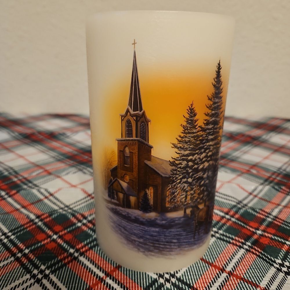 Jim Hansel Candle Impressions "Church On The Hill" Flameless LED Candle
